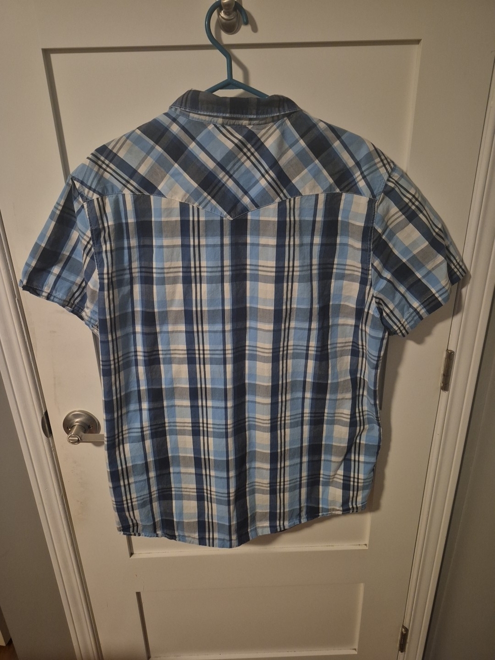 Levi's Short-Sleeve Shirt Mens Western Blue White Plaid Pearl Snap XXL - Picture 8 of 8
